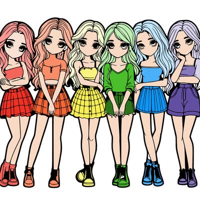 a group of girls realistic