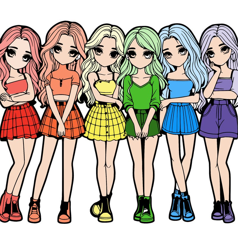 a group of girls realistic