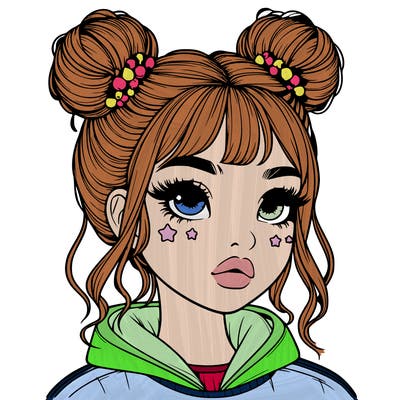 realistic girl with space buns
