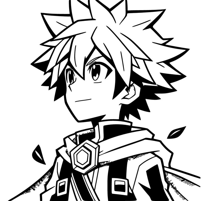 anime boy with spiky hair and hero clothes