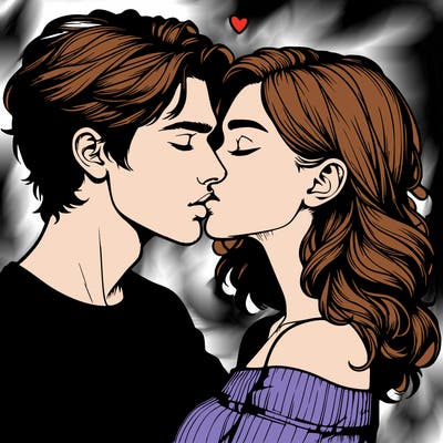 realistic couple kissing