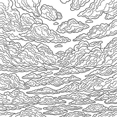 Dive into the intricate beauty of the sky with this stratocumulus clouds coloring page, specially crafted for teens seeking a detailed artistic challenge. Explore the lumpy, layered formations and bring them to life with your unique color palette.