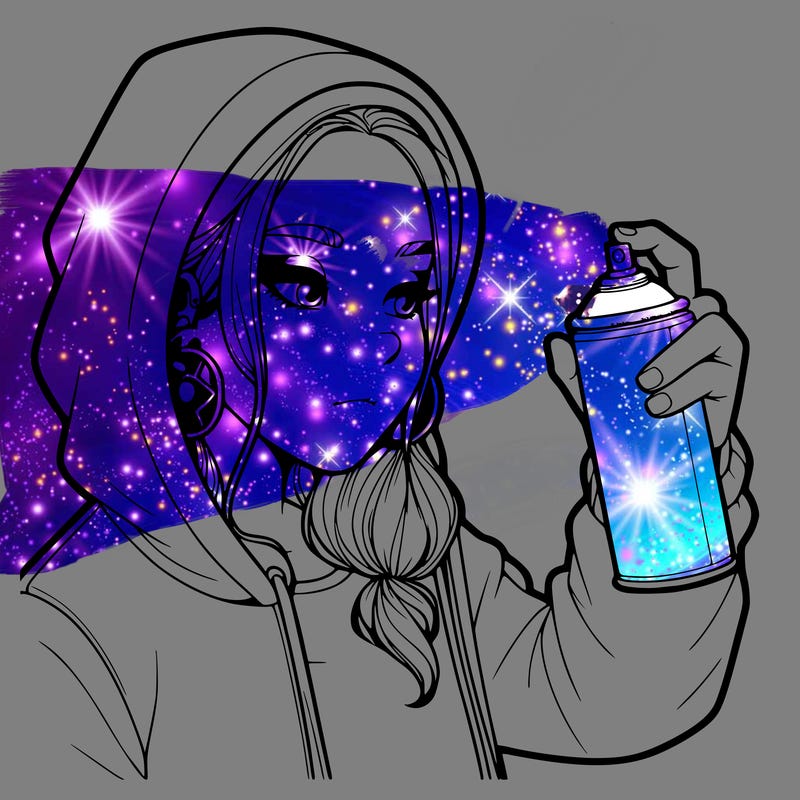 a realistic girl, spray painting