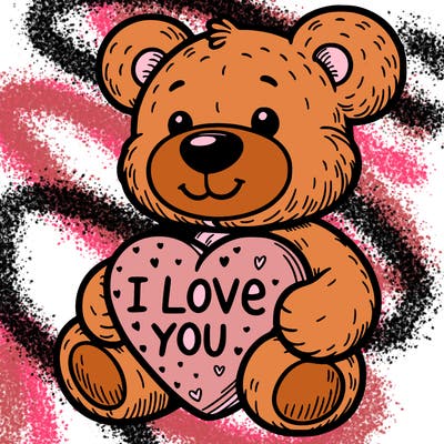teddy bear holding an i love you heart