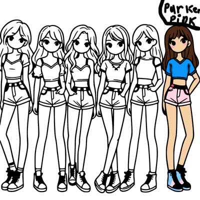 a group of girls wearing crop tops and shorts
