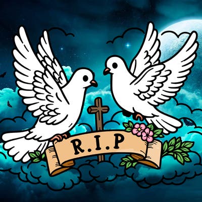 r.i.p with doves
