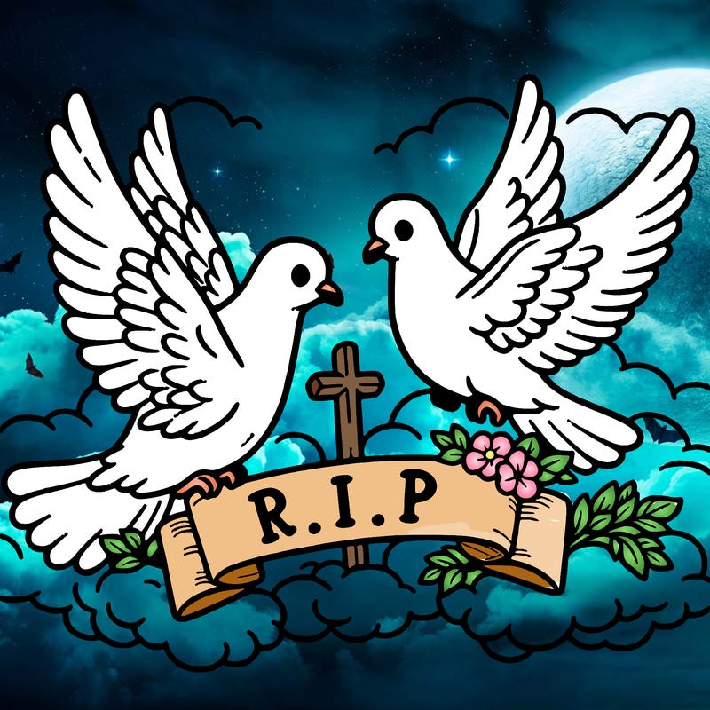 r.i.p with doves