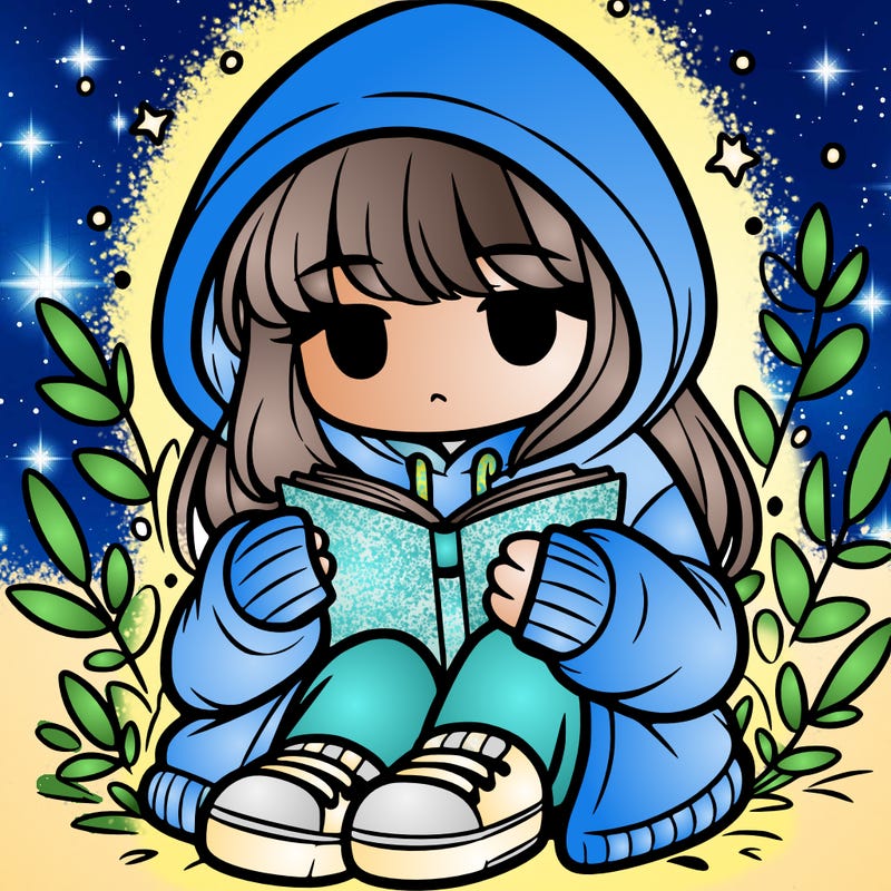 girl in oversized hoodie reading a book