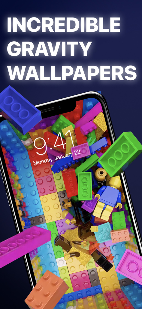 Gravity - Live Wallpapers 3D - Incredible 3D gravity wallpaper with colorful building blocks on a phone screen