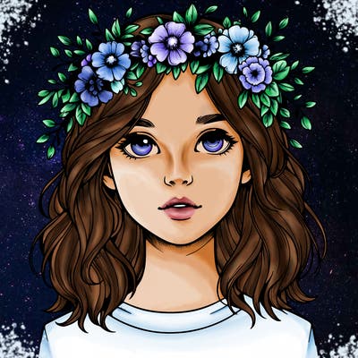 realistic girl with flower crown