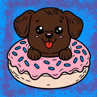 dog in a donut