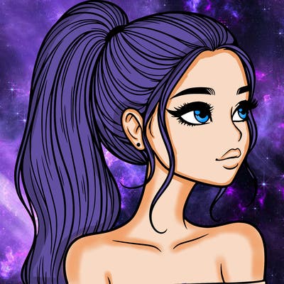 a beautiful and realistic girl with a high pony tail