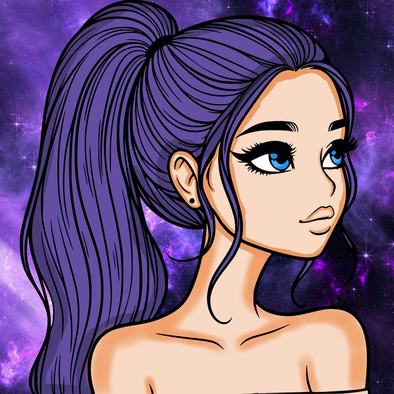 a beautiful and realistic girl with a high pony tail