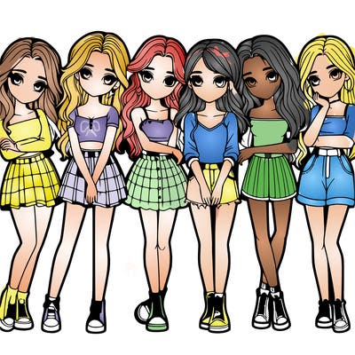a group of girls realistic