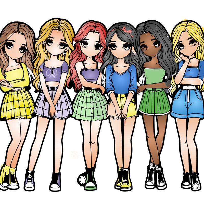 a group of girls realistic