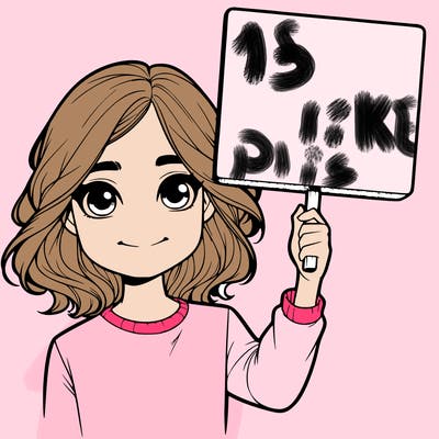 realistic girl holding up a sign