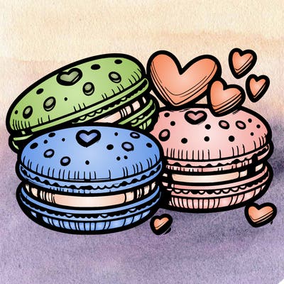 macarons with heart-shaped