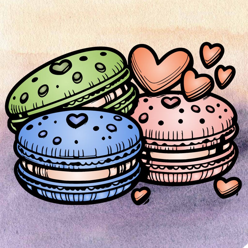 macarons with heart-shaped