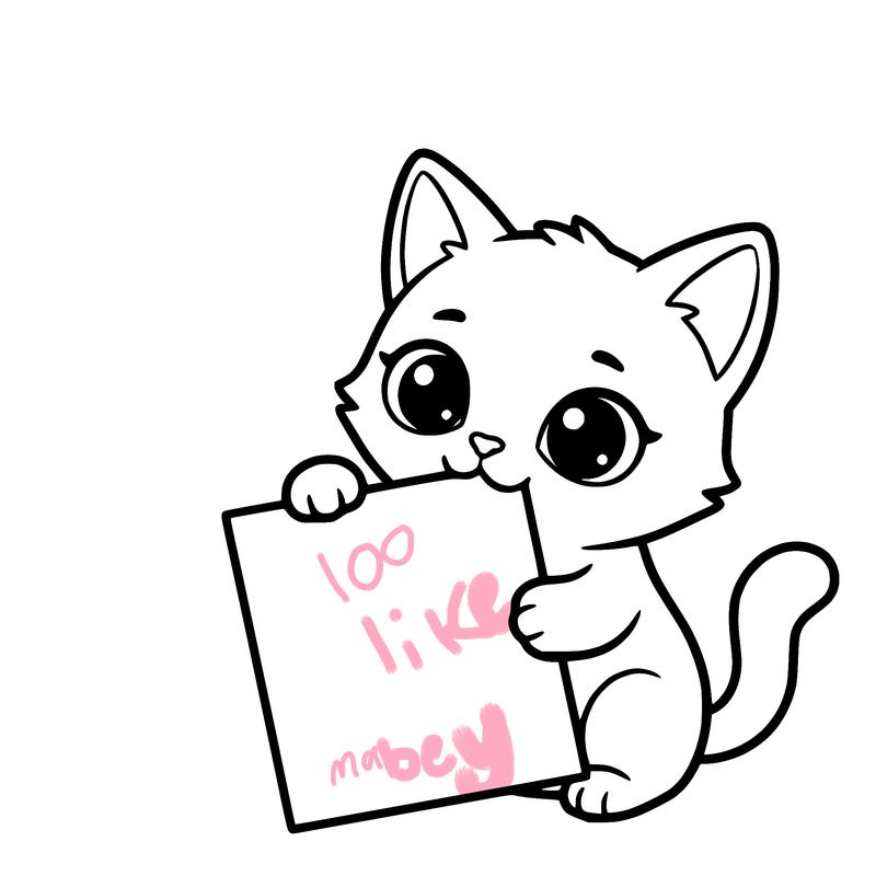 a small cat with a blank sheet of paper in its hand. the cat is sooooooo cute!