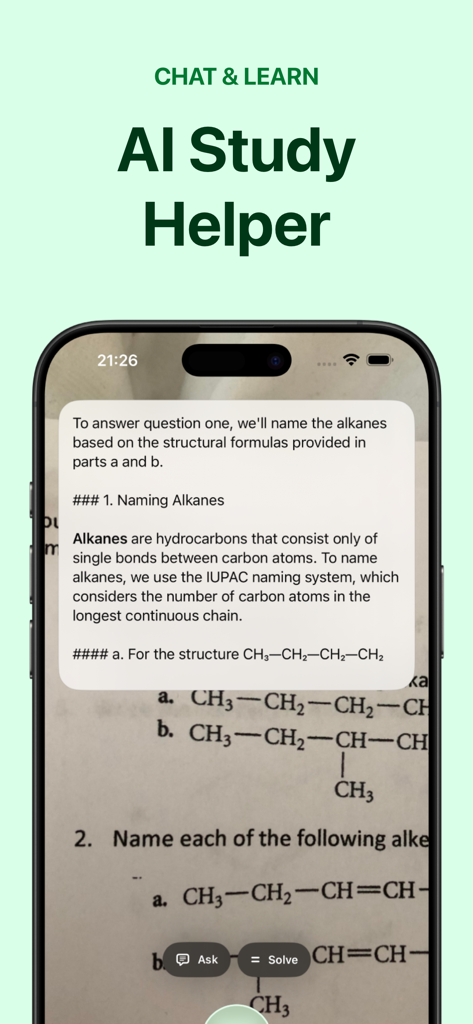 Chemistry Answers AI - Chemy - AI study helper app for chemistry solving homework with step by step explanations
