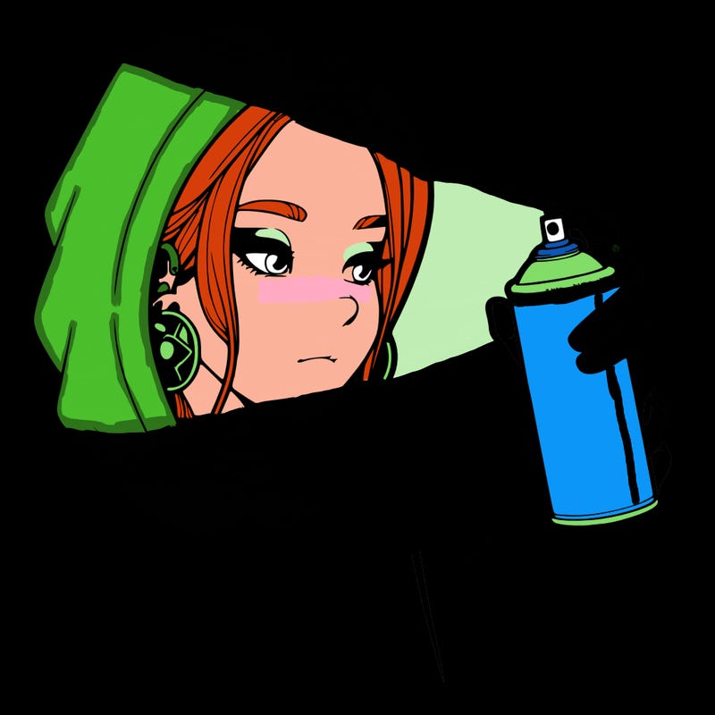 a realistic girl, spray painting