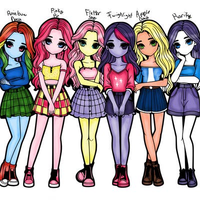 a group of girls realistic