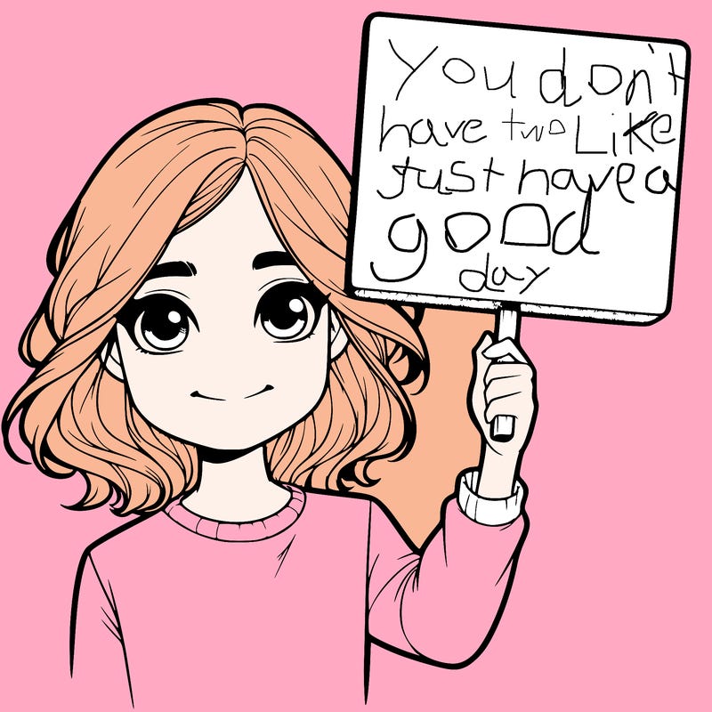 realistic girl holding up a sign
