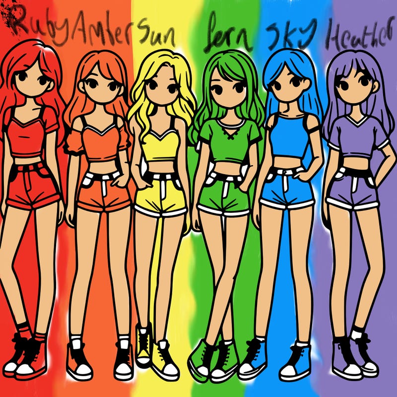a group of girls wearing crop tops and shorts