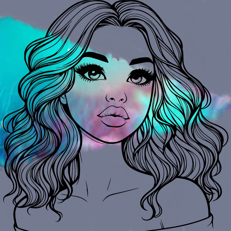 realistic girl with wavy hair and lips