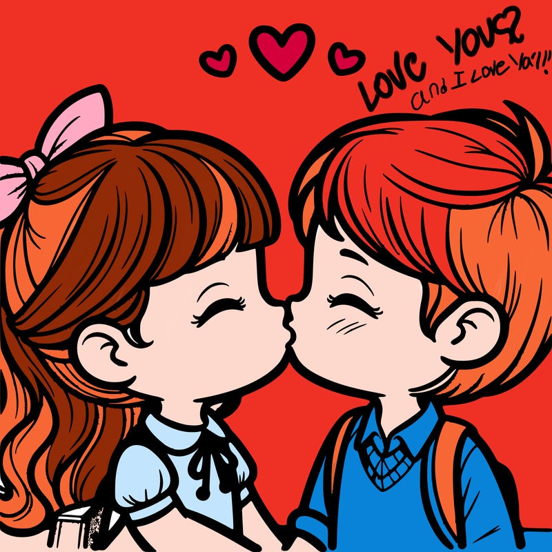 boy and girl kissing