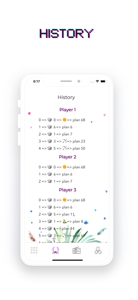 App history screen showing player progress and moves through different spiritual planes in Leela Chakra Ai.