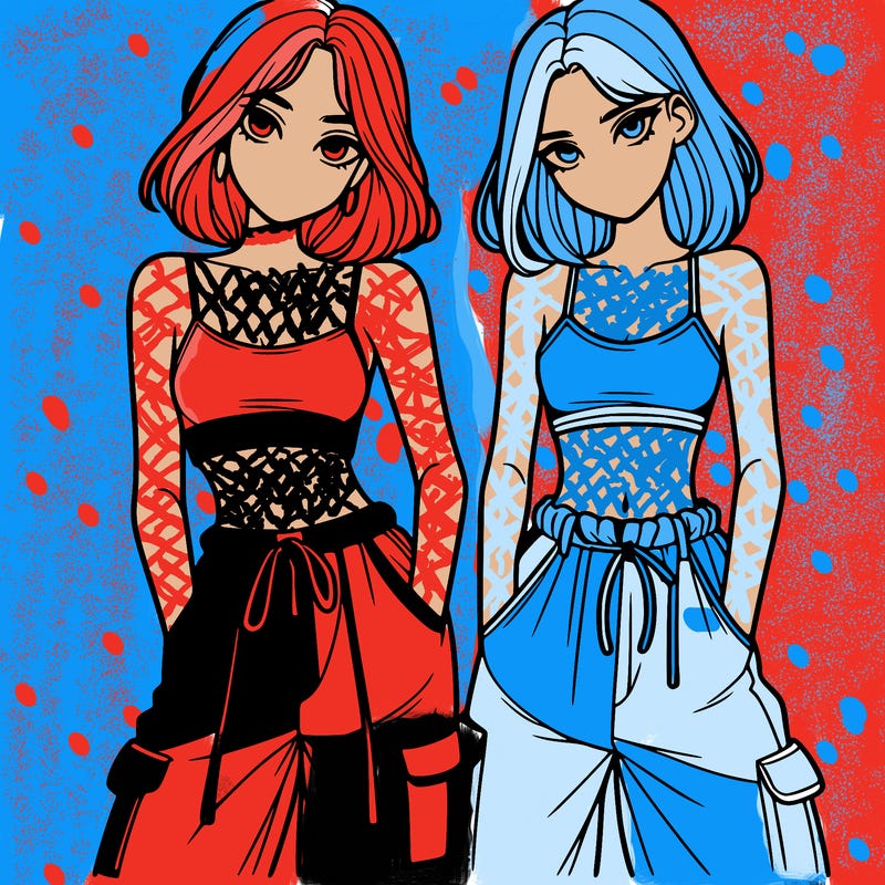 two girls with crop top with baggy pants