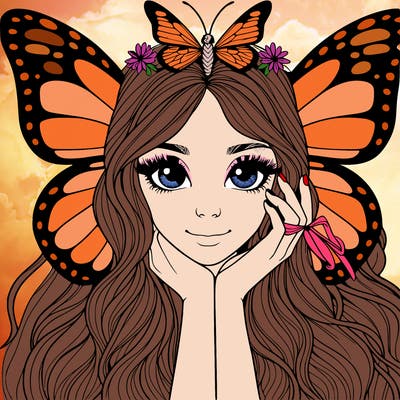 butterfly realistic girl
