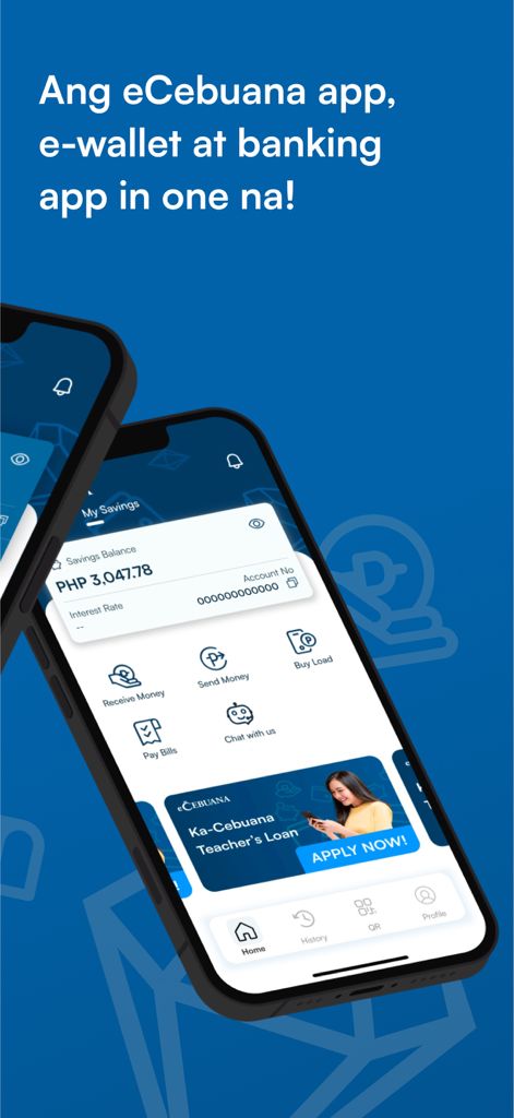 eCebuana all-in-one e-wallet and banking app interface.