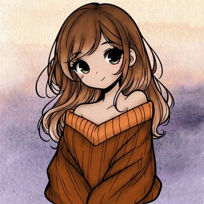 shy pretty girl wearing a sweater that is falling off one shoulder portrait
