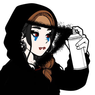 a realistic girl, spray painting