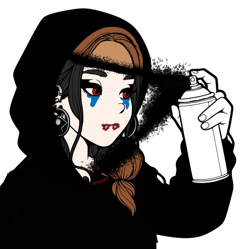 a realistic girl, spray painting