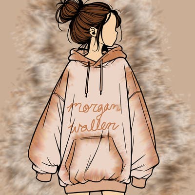 realistic girl with a oversized sweatshirt on and a bun