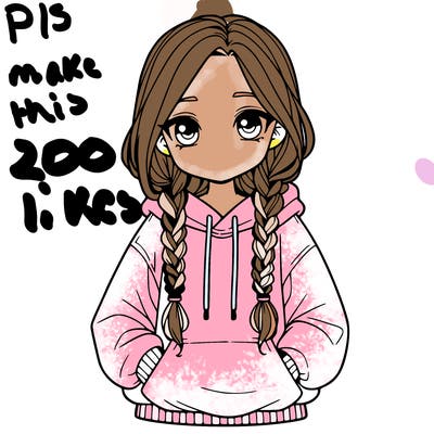 a realistic girl with a oversized hoodie and she has braids