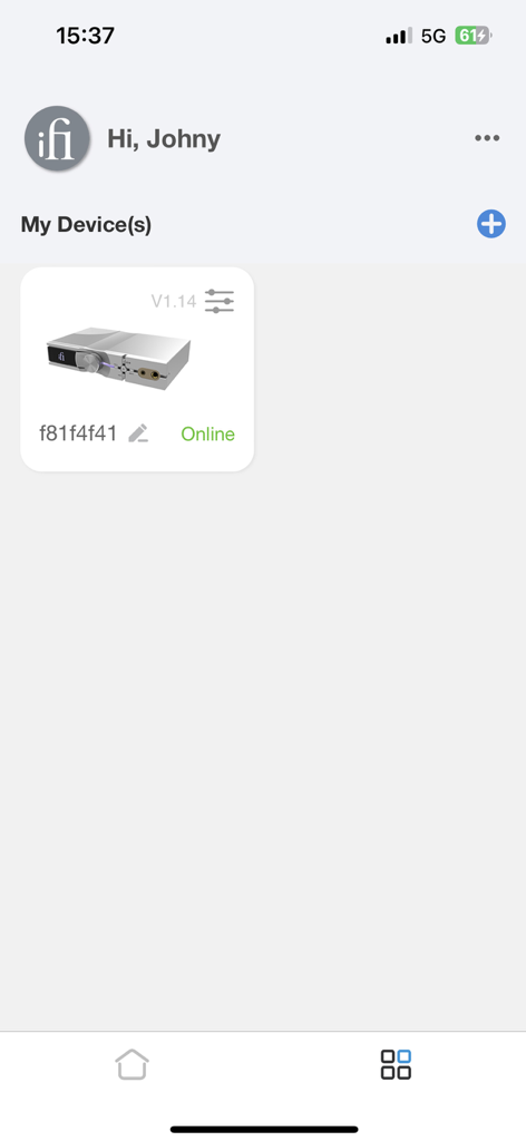iFi Nexis - iFi Nexisアプリの接続されたオンラインオーディオデバイスを示すダッシュボード
