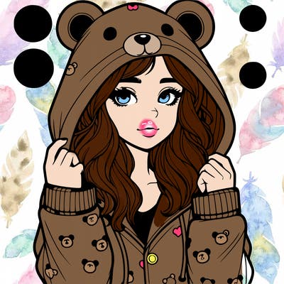 realistic girl in a animal pjs hoodie