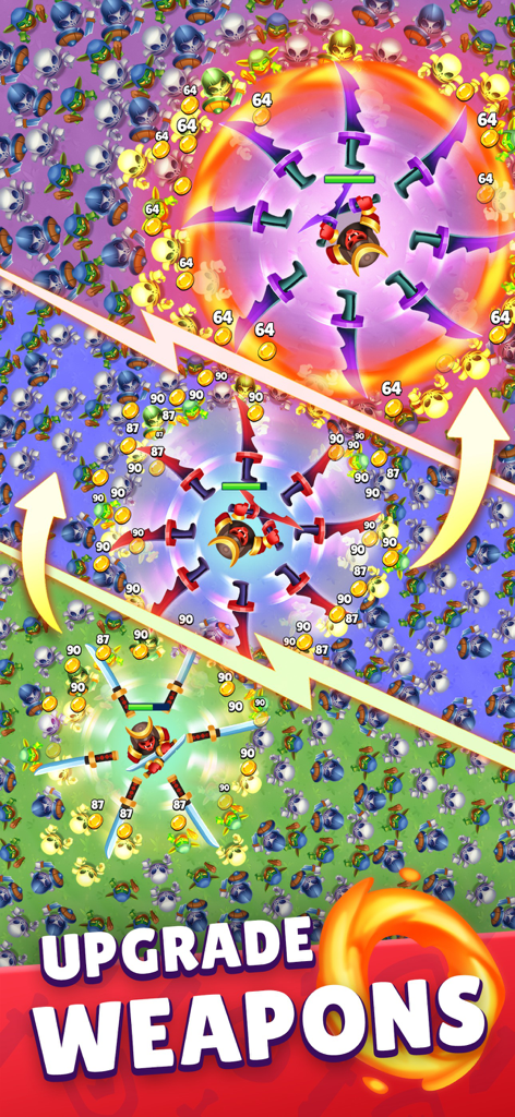 Heroes vs Hordes: Survival RPG - A samurai character evolving weapons and skills to defeat a massive horde of enemies