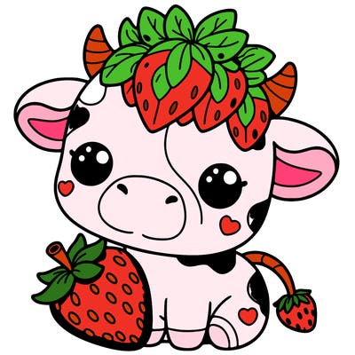 cute strawberry cow