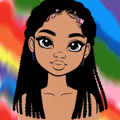 a realistic black girl with braids
