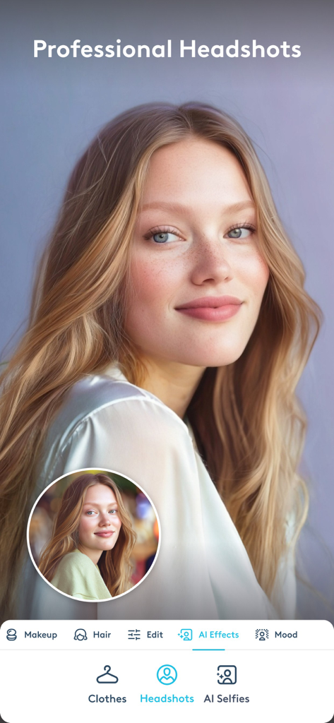 Professional AI headshot of a woman created with Facetune app