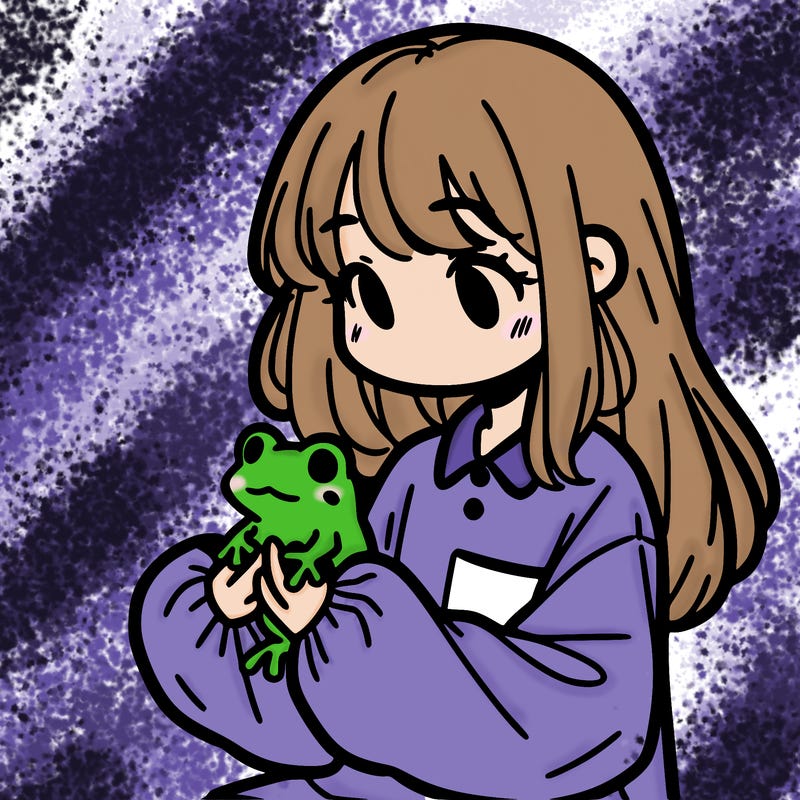 girl with long hair and a oversized shirt. and she is holding a frog