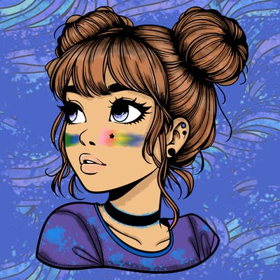 realistic girl with spacebuns