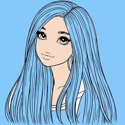 realistic girl with long straight hair