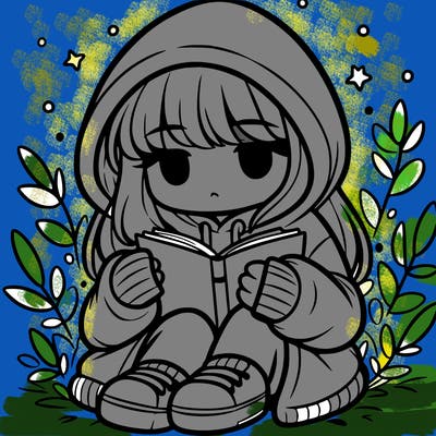 girl in oversized hoodie reading a book