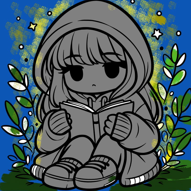 girl in oversized hoodie reading a book